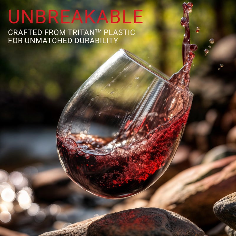 Bravario Unbreakable Stemless Plastic Wine Glasses | Reusable | Shatterproof 100% Tritan Plastic | Dishwasher-Safe | BPA-free | Awesome for Indoor & Outdoor | 16 oz, Set of 4 - Image 2